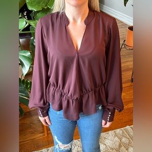 Express plum purple blouse with 5 metal balls embellishment on both wrists